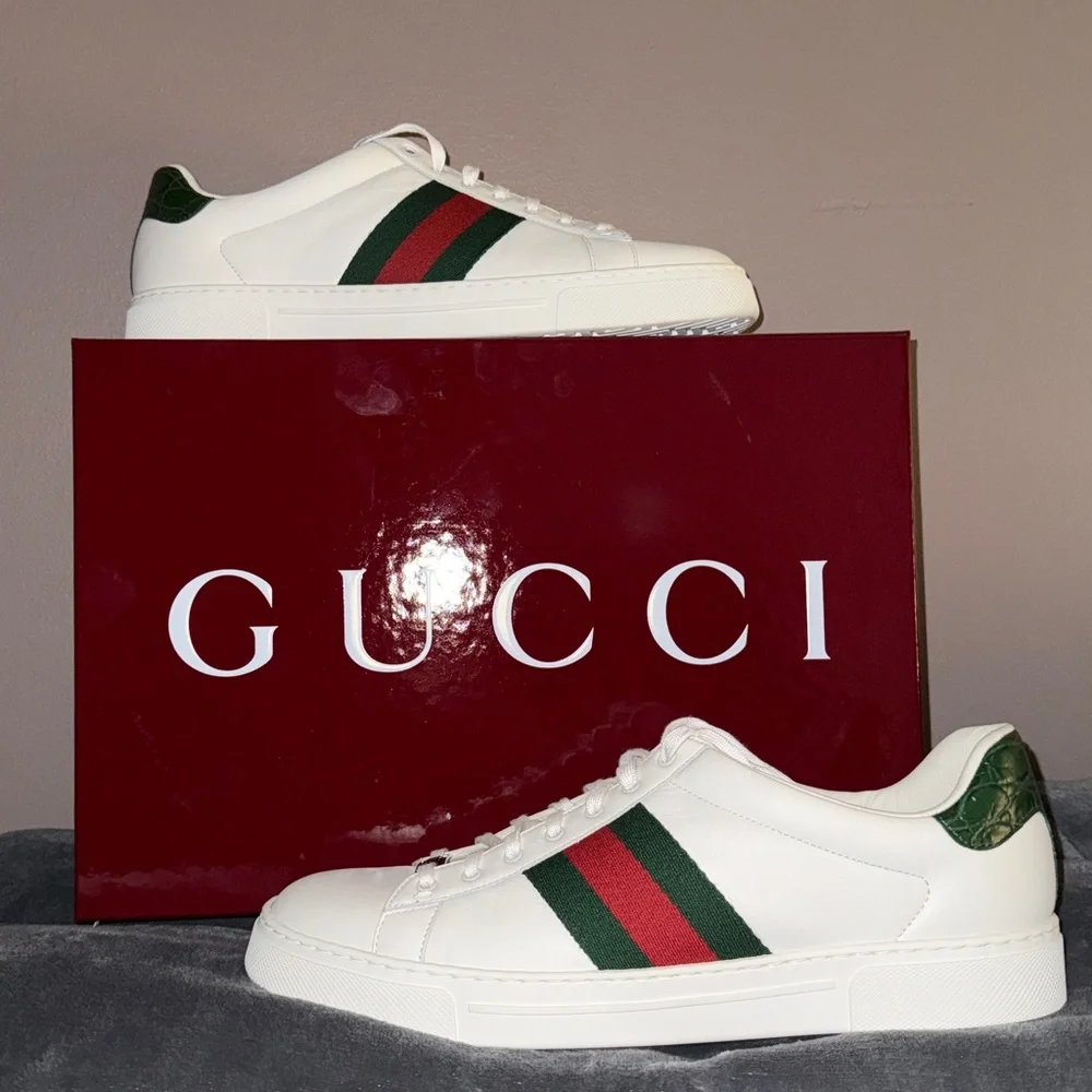 Men’s Gucci Ace Lace-Up Web Sneaker - Picture 1 of 12